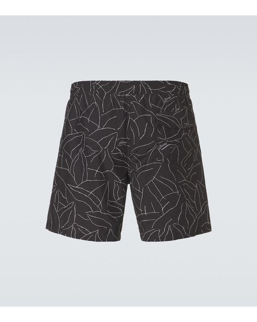 Brioni Gray Printed Swim Trunks for men