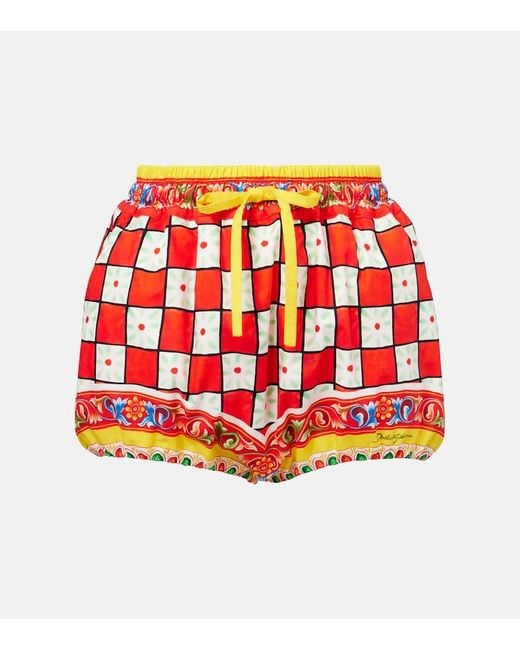Dolce & Gabbana Red Printed Cotton Shorts