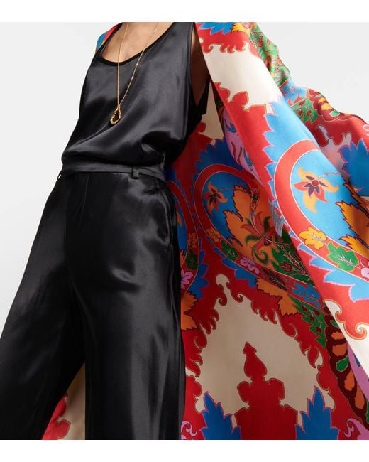 Etro Red Printed Silk Beach Cover-Up