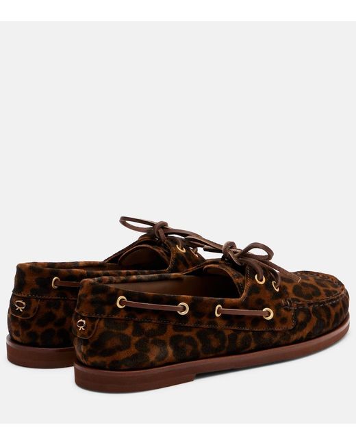 Gianvito Rossi Brown Vandee Leopard-Print Suede Boat Shoes