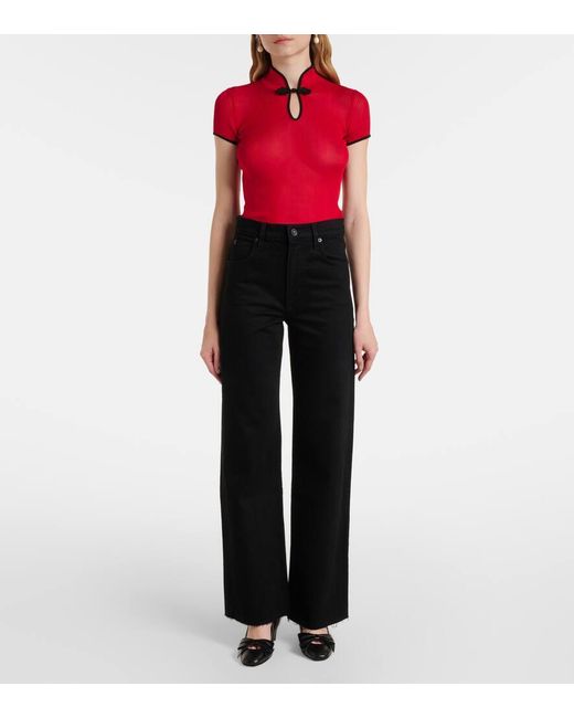 Jeans Grace A Gamba Larga E Vita Alta di SLVRLAKE Denim in Black