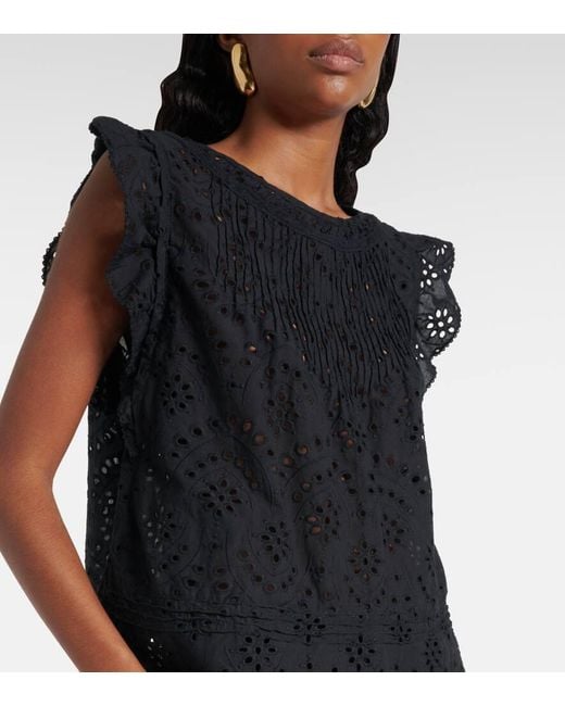 Poupette Blue Broderie Anglaise Cotton Top
