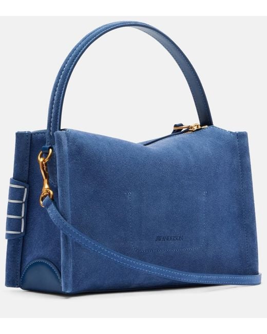J.W. Anderson Blue Loafer Small Suede Shoulder Bag