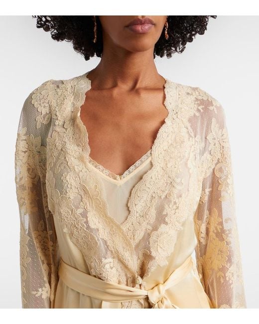 Zimmermann Natural Como Lace-Trimmed Draped Silk Midi Dress