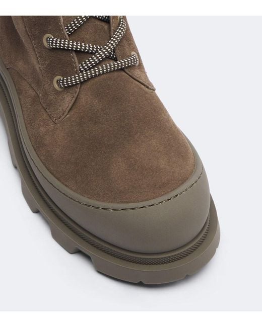 Moncler Brown Vera Shearling-Trimmed Suede Lace-Up Boots