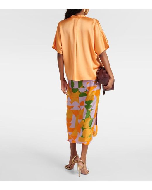Vince Orange Silk Satin Blouse