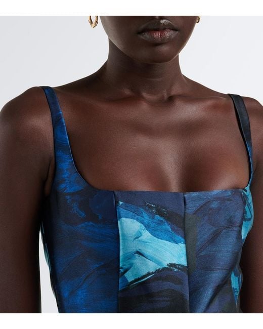 Roksanda Blue Zelia Printed Gathered Midi Dress