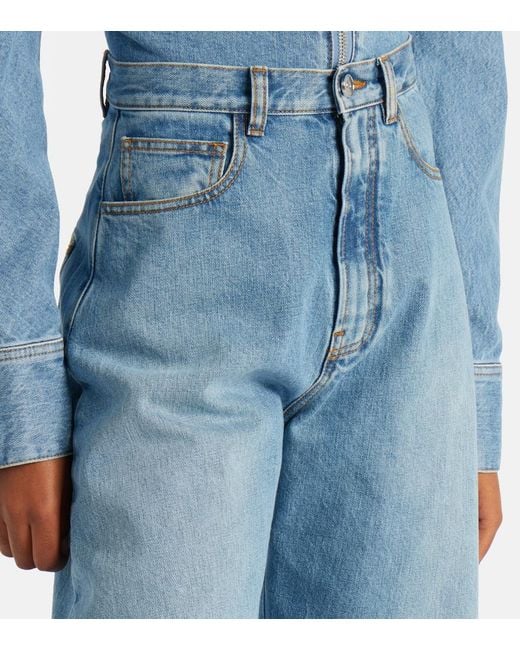 Alaïa Blue High-Rise Barrel-Leg Jeans