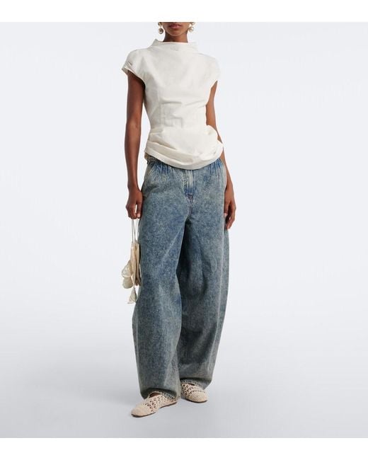 Magda Butrym White Draped Cotton And Silk Top