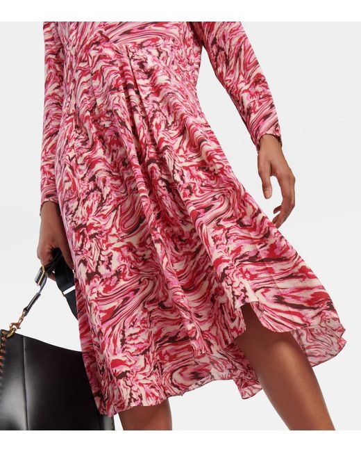 Isabel Marant Red Patel Printed Silk Midi Dress
