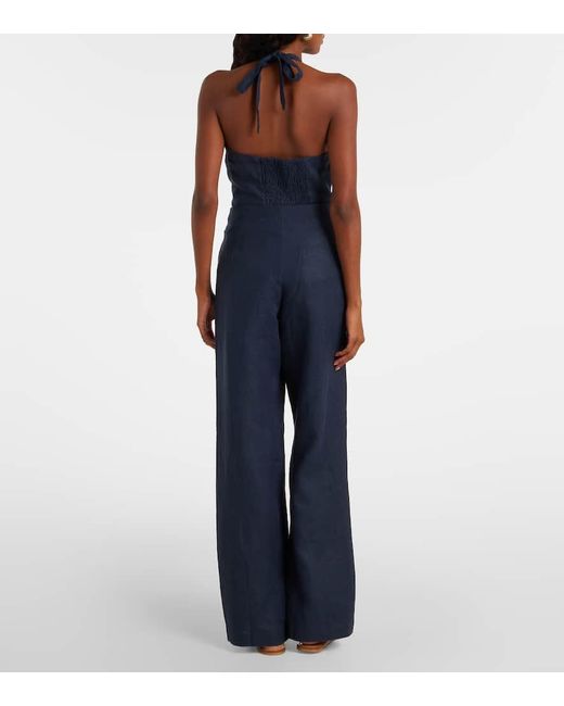 Faithfull The Brand Blue Lulea Linen Wide-Leg Pants