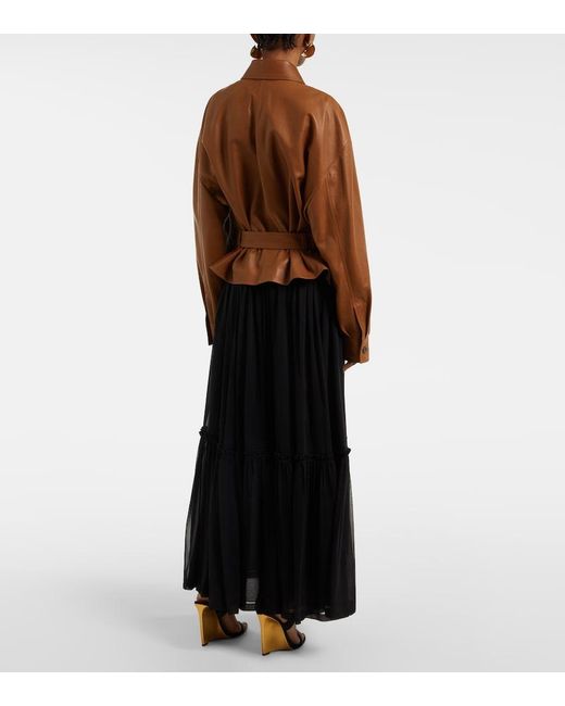 Saint Laurent Brown Saharienne Short Leather Jacket