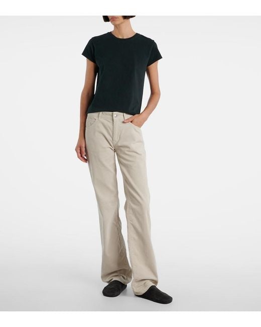 The Row White Carlyl Cotton Corduroy Straight Pants