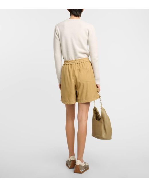 Loewe Natural Mid-Rise Shorts aus Veloursleder