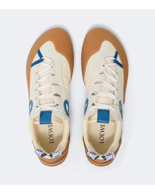 Loewe White Grip Anagram Suede-Trimmed Sneakers for men