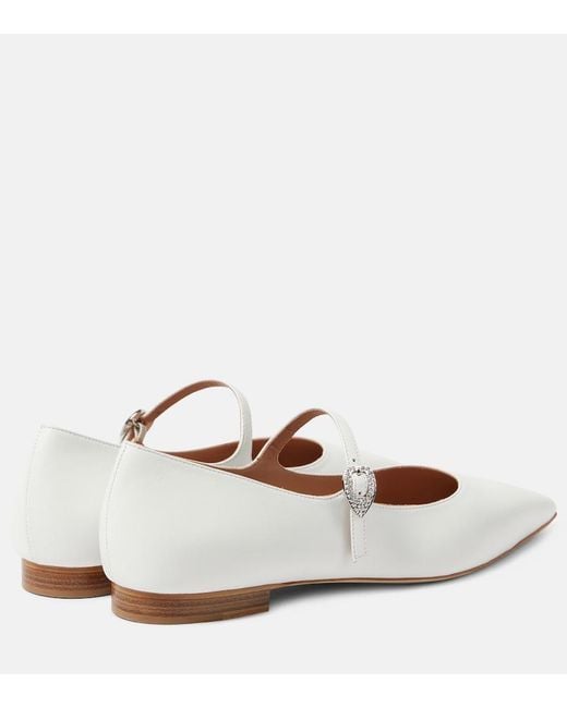 Malone Souliers White X Tabitha Simmons Kate Leather Ballet Flats