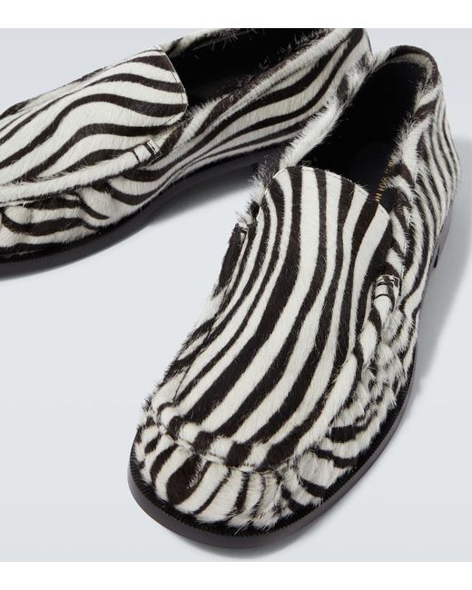 Dries Van Noten White Animal-Printed Calf Hair Loafers for men