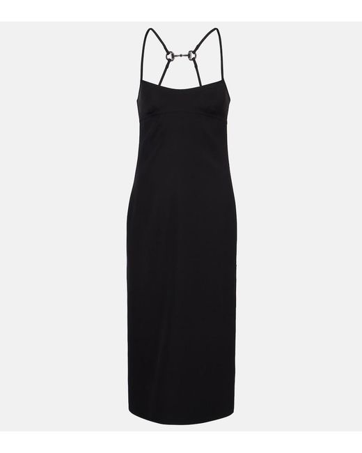 Gucci Black Horsebit Embellished Midi Dress