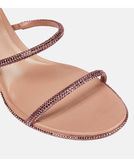 Rene Caovilla Pink Cleo Embellished Satin Sandals