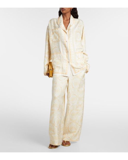 Versace Natural Barocco Silk Twill Shirt