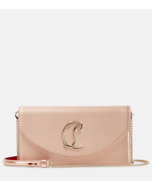 Christian Louboutin Natural Clutch Loubi54 Small aus Seide