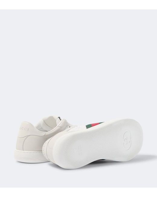 Gucci White Screener Leather-Trimmed Sneakers for men