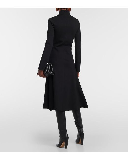 Joseph Black Turtleneck Silk-Blend Midi Dress