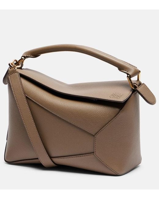 Loewe Brown Puzzle Edge Small Leather Tote Bag