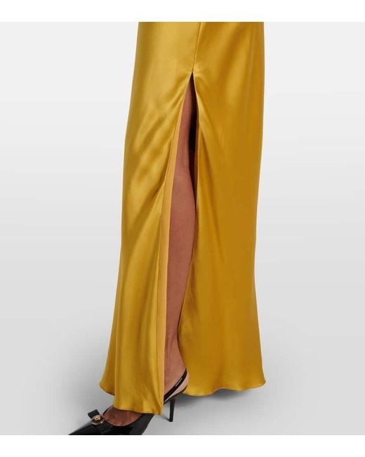 Versace Metallic Safety Pin Embellished Silk Satin Gown
