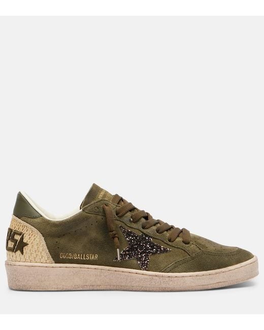 Golden Goose Deluxe Brand Brown Ball Star Glitter Suede Sneakers