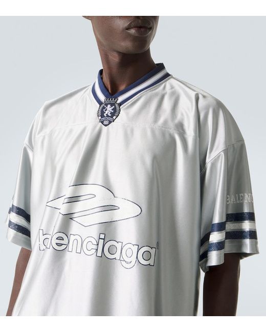 Balenciaga Blue 3B Football V-Neck T-Shirt Oversized for men