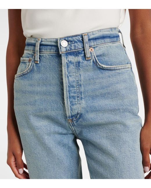 Agolde Blue 90S Pinch Waist Crop High-Rise Straight Jeans