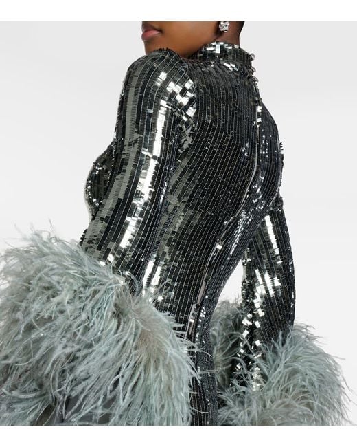 ‎Taller Marmo Green Midikleid Del Rio Mit Pailletten Und Federn