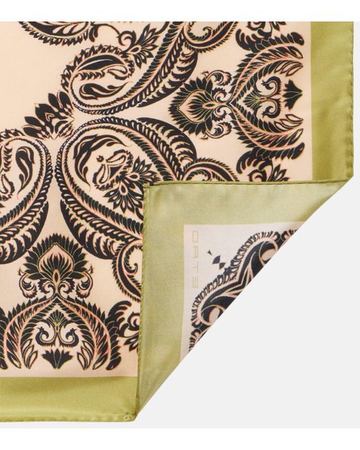 Foulard imprime en soie Etro en coloris Metallic
