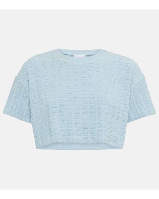 Givenchy Blue Plage 4g Cotton-blend Terry Crop Top