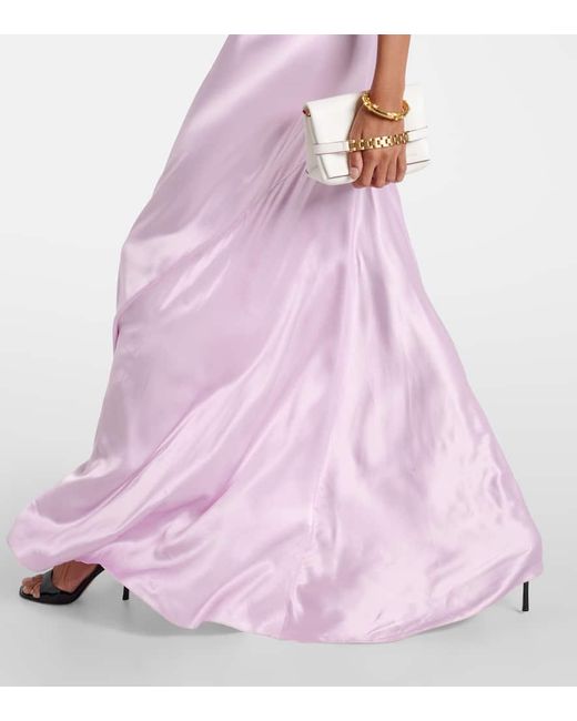 Victoria Beckham Pink Satin Maxi Slip Dress