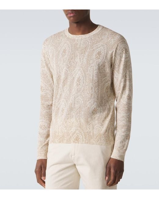 Etro Natural Cotton And Silk Sweater for men