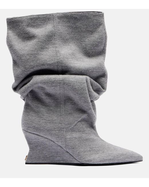 Balmain Gray Draped Ankle Boots