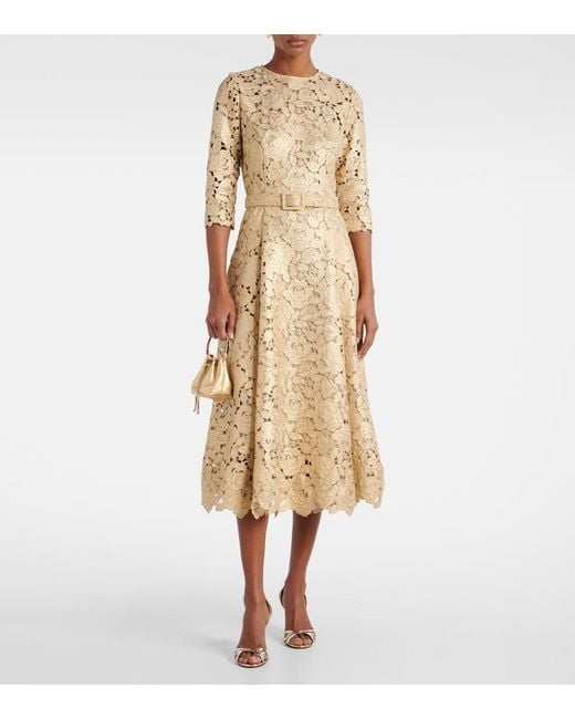 Oscar de la Renta Yellow Guipure Lace Cocktail Dress