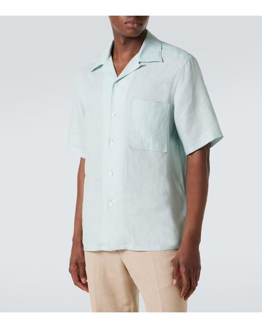 Zegna Blue Linen Shirt for men