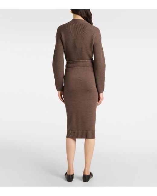 Max Mara Brown Melk Virgin Wool Midi Skirt