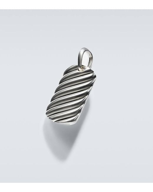 David Yurman White Sculpted Cable Sterling Pendant for men