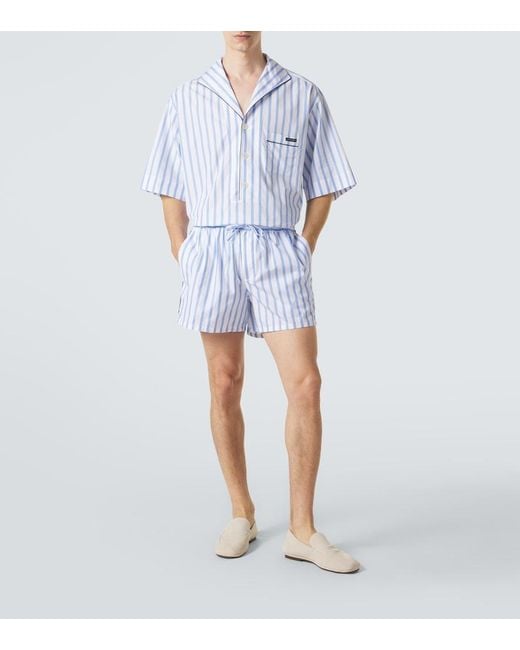 Dolce & Gabbana Blue Striped Cotton And Silk Poplin Shirt for men