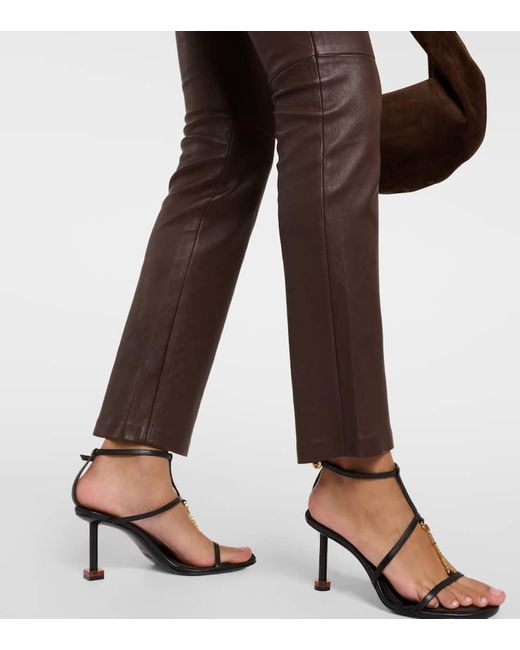 Pantalones bootcut de piel Stouls de color Brown