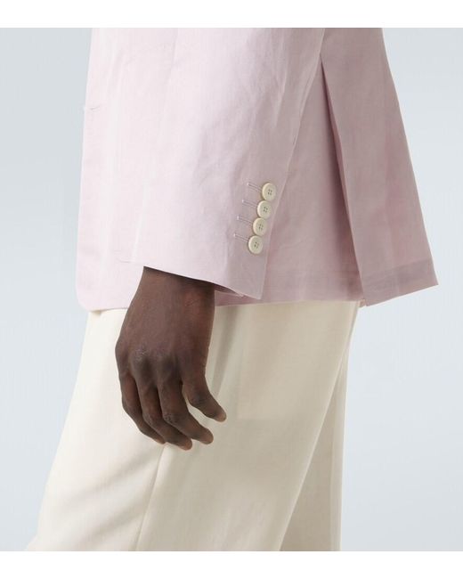 Canali Pink Linen And Silk Blazer for men