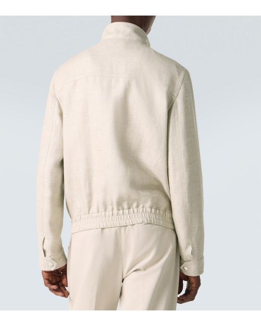 Brunello Cucinelli White Silk, Linen, And Wool Jacket for men