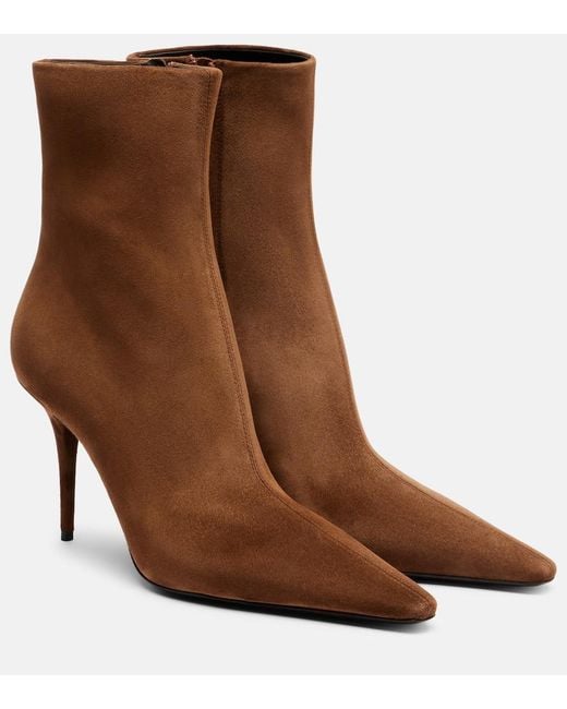 Saint Laurent Brown Ashley 90 Suede Ankle Boots