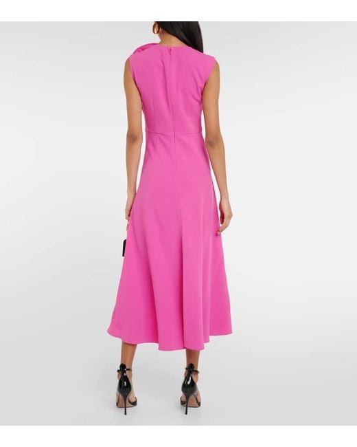 Roland Mouret Pink Floral-applique Cady Midi Dress