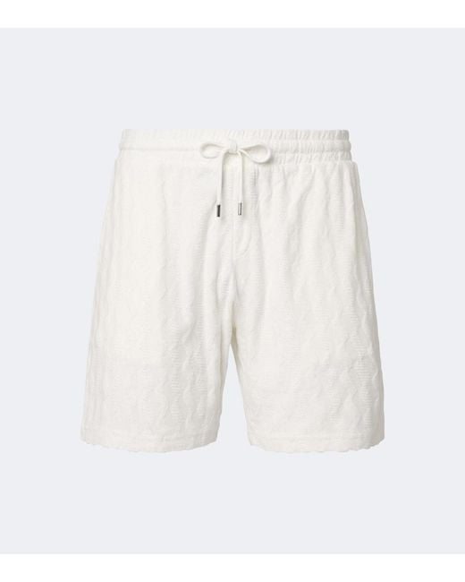 Frescobol Carioca White Terry-Trimmed Cotton Blend Shorts for men