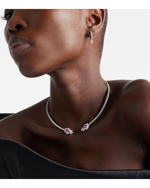 YEPREM Metallic Reign Supreme 18Kt Choker With Sapphire And Diamonds